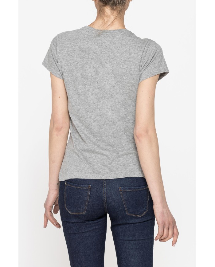 T-SHIRT GIROCOLLO CON STAMPA MODA IN JERSEY DI COTONE