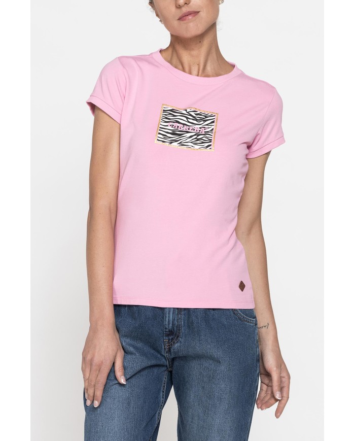 T-SHIRT GIROCOLLO CON STAMPA CARRERA IN TESSUTO JERSEY DI COTONE