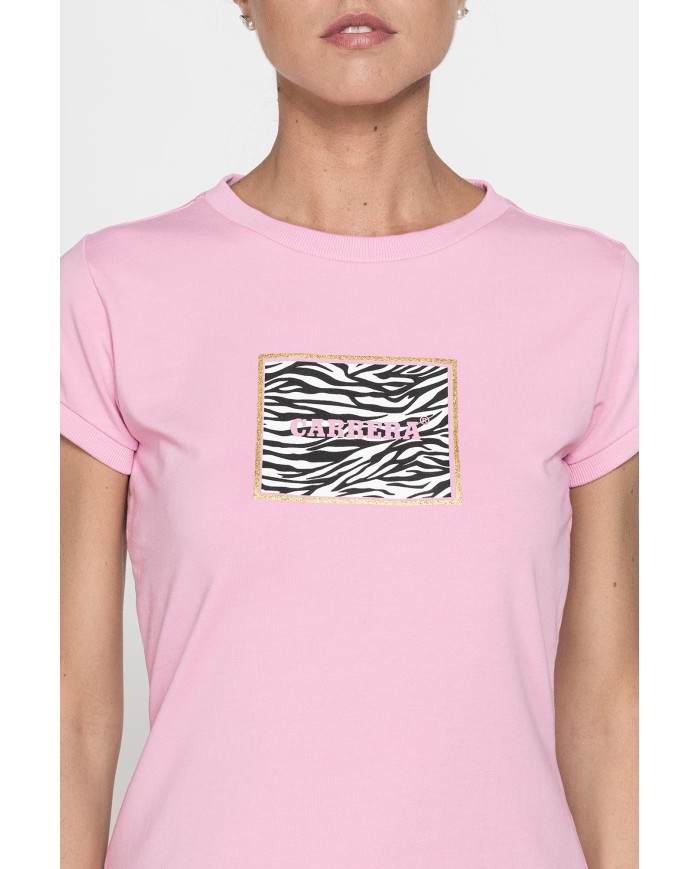 T-SHIRT GIROCOLLO CON STAMPA CARRERA IN TESSUTO JERSEY DI COTONE