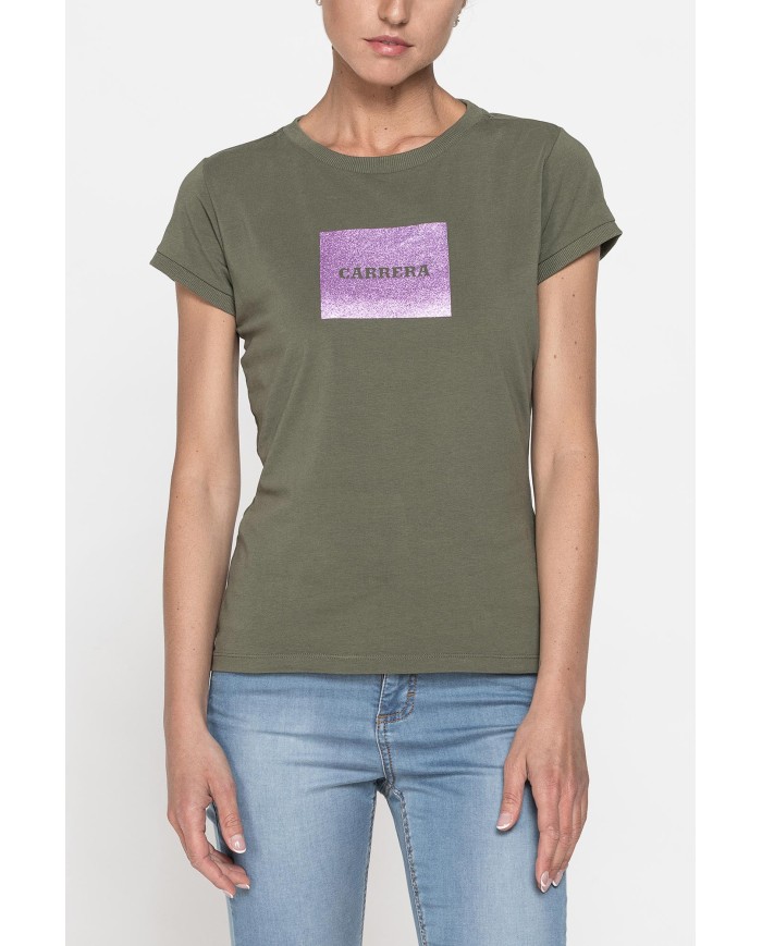 T-SHIRT GIROCOLLO CON STAMPA CARRERA IN TESSUTO JERSEY DI COTONE