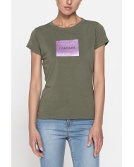 T-SHIRT GIROCOLLO CON STAMPA CARRERA IN TESSUTO JERSEY DI COTONE