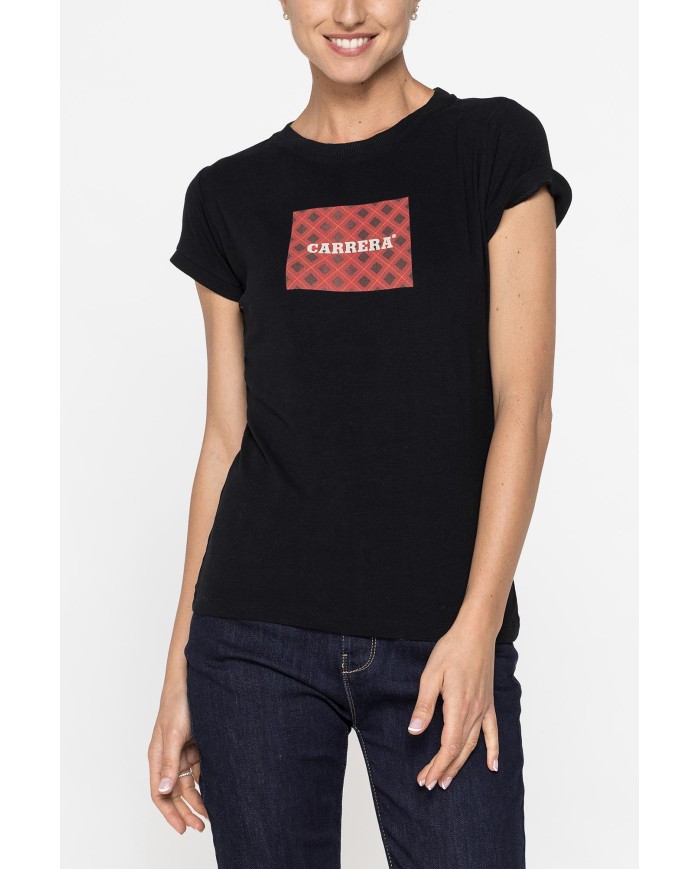 T-SHIRT GIROCOLLO CON STAMPA CARRERA IN TESSUTO JERSEY DI COTONE