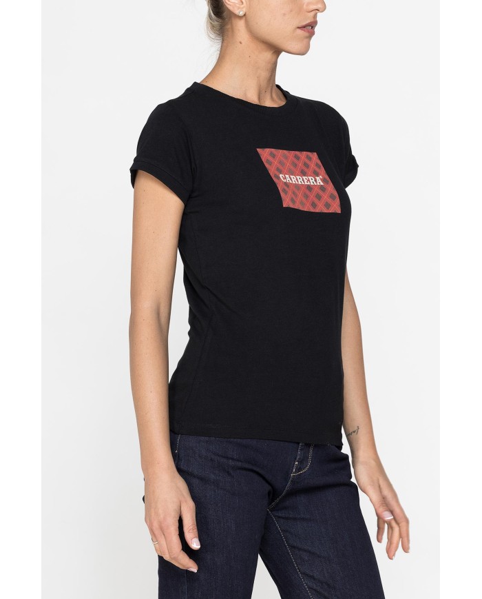 T-SHIRT GIROCOLLO CON STAMPA CARRERA IN TESSUTO JERSEY DI COTONE