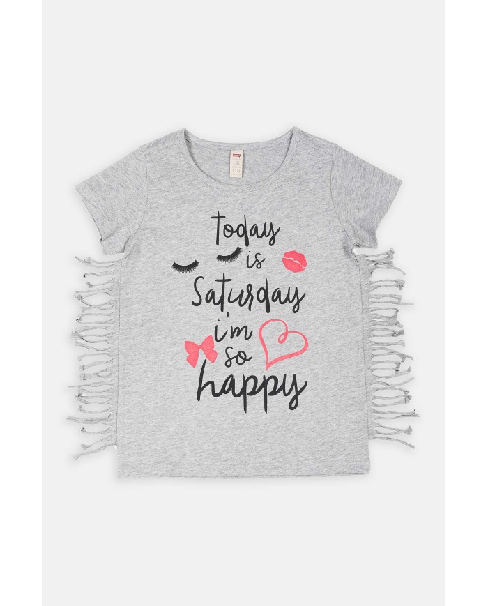 T-SHIRT GIROCOLLO IN JERSEY MISTO COTONE. Vestibilità regolare.