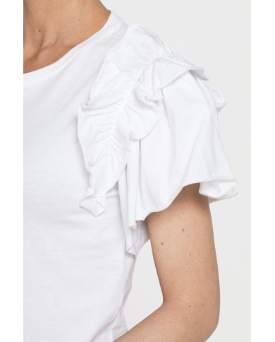 T-SHIRT SLIM FIT GIROCOLLO CON ROUGES SULLE SPALLE