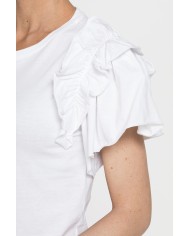 T-SHIRT SLIM FIT GIROCOLLO CON ROUGES SULLE SPALLE