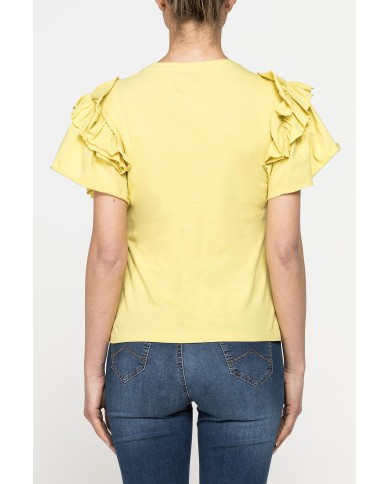 T-SHIRT SLIM FIT GIROCOLLO CON ROUGES SULLE SPALLE