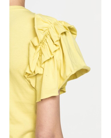 T-SHIRT SLIM FIT GIROCOLLO CON ROUGES SULLE SPALLE