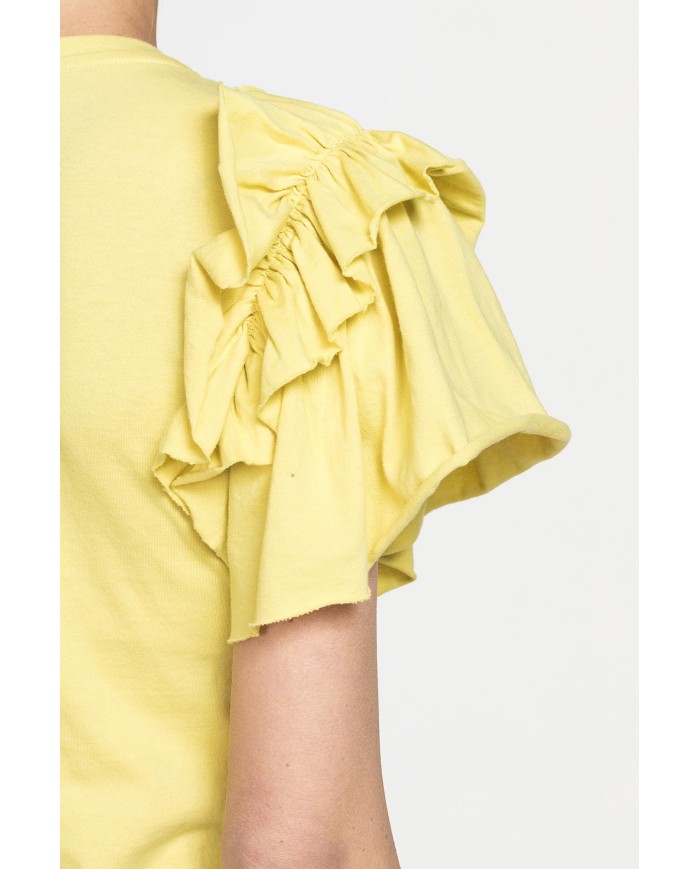 T-SHIRT SLIM FIT GIROCOLLO CON ROUGES SULLE SPALLE