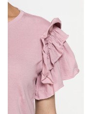 T-SHIRT SLIM FIT GIROCOLLO CON ROUGES SULLE SPALLE