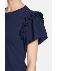 T-SHIRT SLIM FIT GIROCOLLO CON ROUGES SULLE SPALLE