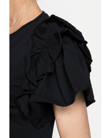 T-SHIRT SLIM FIT GIROCOLLO CON ROUGES SULLE SPALLE