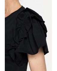 T-SHIRT SLIM FIT GIROCOLLO CON ROUGES SULLE SPALLE