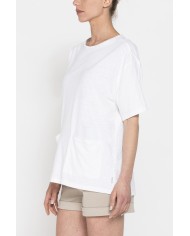 T-SHIRT IN MISTO LINO CON TASCHE FRONTALI