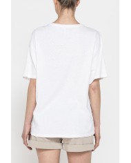 T-SHIRT IN MISTO LINO CON TASCHE FRONTALI