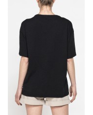 T-SHIRT IN MISTO LINO CON TASCHE FRONTALI