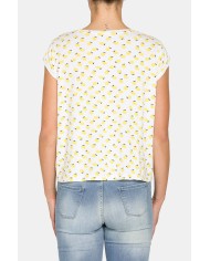 T-SHIRT A MANICA CORTA IN TESSUTO VISCOSA A FANTASIA.