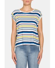 T-SHIRT A MANICA CORTA IN TESSUTO VISCOSA A FANTASIA.