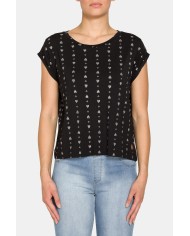 T-SHIRT A MANICA CORTA IN TESSUTO VISCOSA A FANTASIA.