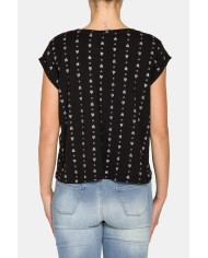 T-SHIRT A MANICA CORTA IN TESSUTO VISCOSA A FANTASIA.