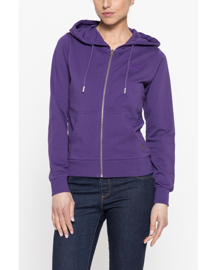 FELPA CAPPUCCIO CON ZIP IN TESSUTO FRENCH TERRY DI COTONE.