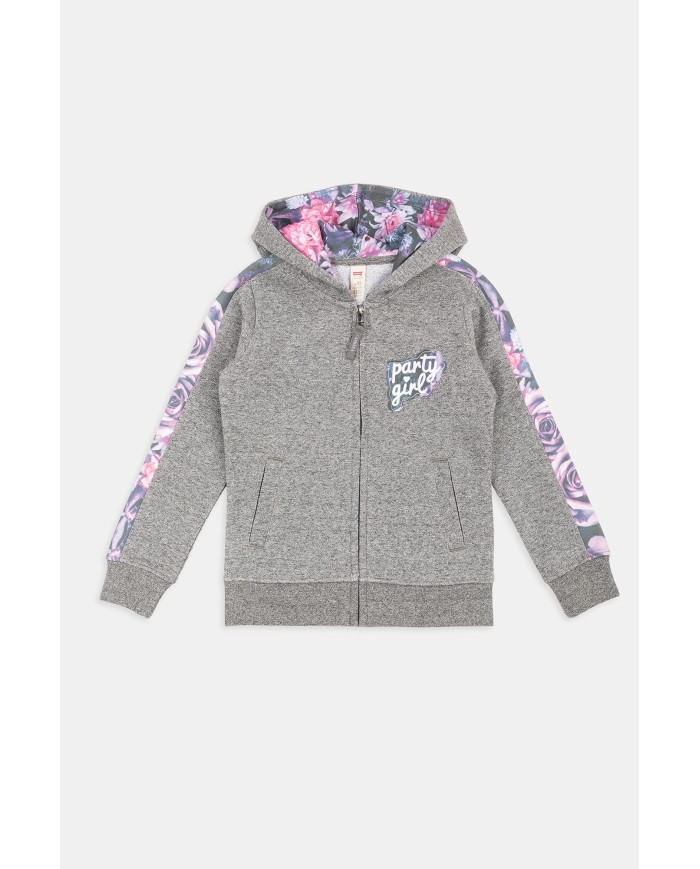 FELPA CON CAPPUCCIO MISTO COTONE. Vestibilità regolare.