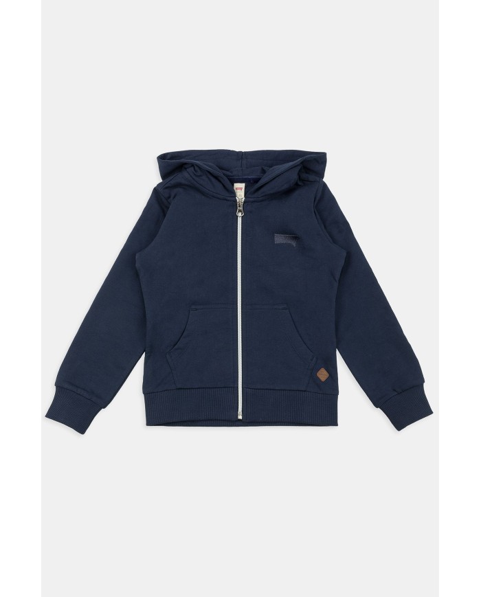 FELPA CON CAPPUCCIO E ZIP DAVANTI IN FRENCH TERRY