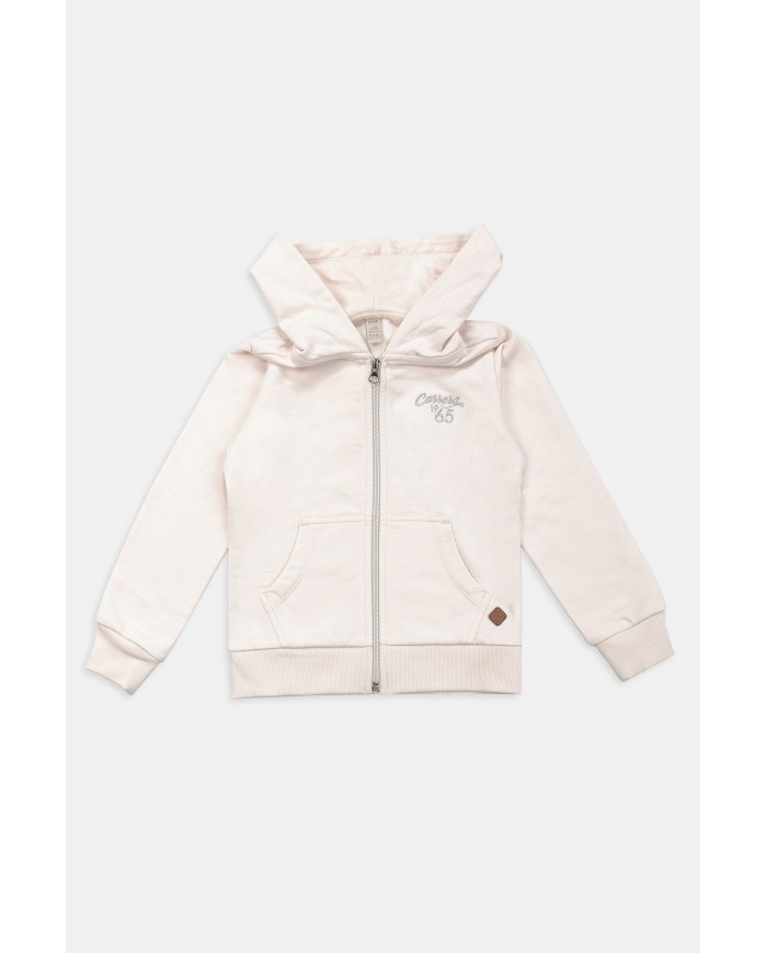 FELPA CON CAPPUCCIO E ZIP DAVANTI IN COTONE FELPATO