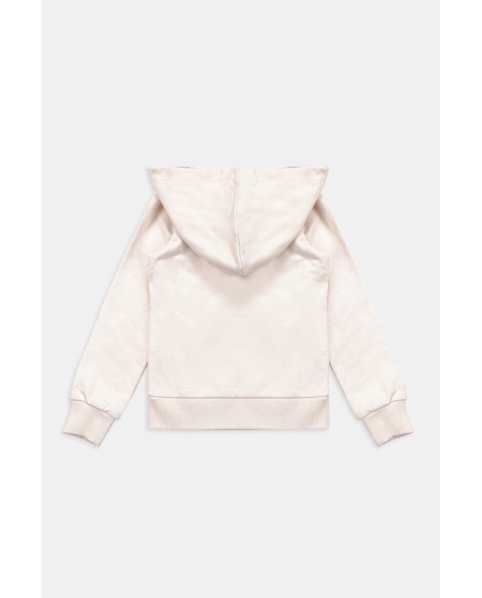 FELPA CON CAPPUCCIO E ZIP DAVANTI IN COTONE FELPATO