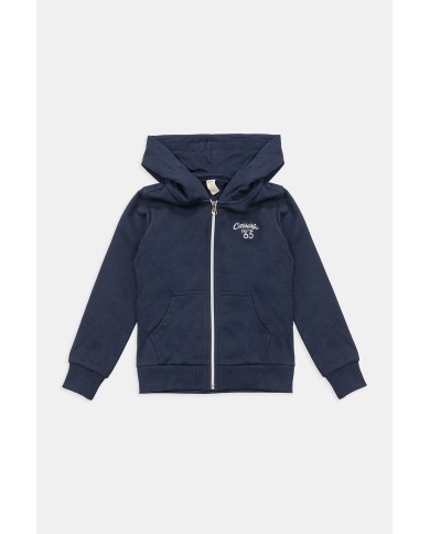 FELPA CON CAPPUCCIO E ZIP DAVANTI IN COTONE FELPATO