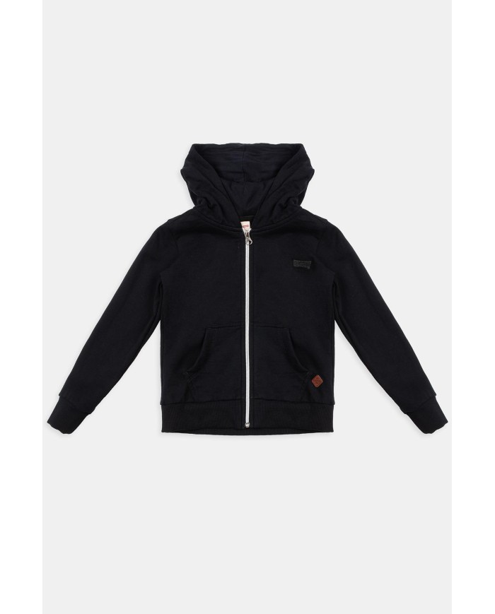 FELPA CON CAPPUCCIO E ZIP DAVANTI IN COTONE FELPATO