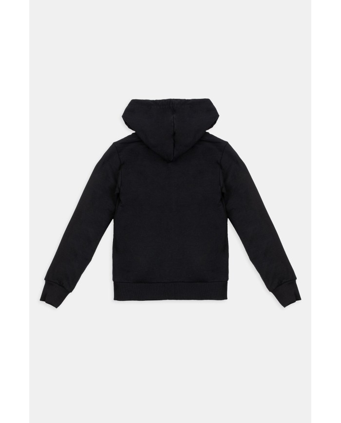 FELPA CON CAPPUCCIO E ZIP DAVANTI IN COTONE FELPATO