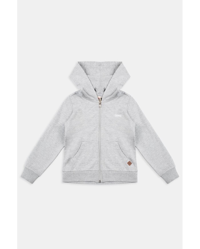 FELPA CON CAPPUCCIO E ZIP DAVANTI IN COTONE FELPATO