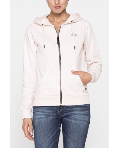 FELPA BASICA CON ZIP E CAPPUCCIO IN TESSUTO FELPATO