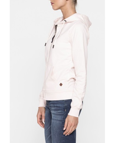 FELPA BASICA CON ZIP E CAPPUCCIO IN TESSUTO FELPATO