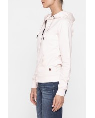 FELPA BASICA CON ZIP E CAPPUCCIO IN TESSUTO FELPATO