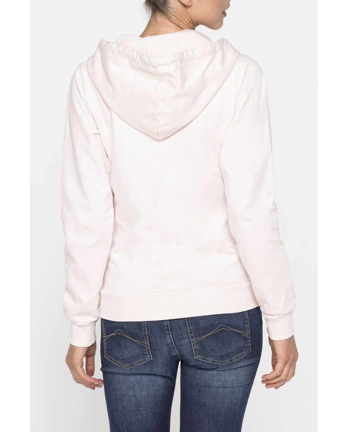 FELPA BASICA CON ZIP E CAPPUCCIO IN TESSUTO FELPATO