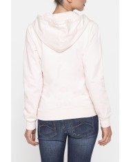 FELPA BASICA CON ZIP E CAPPUCCIO IN TESSUTO FELPATO