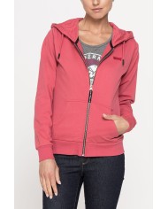 FELPA BASICA CON ZIP E CAPPUCCIO IN TESSUTO FELPATO