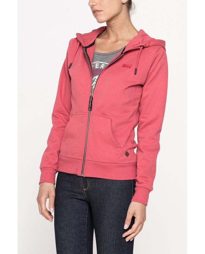 FELPA BASICA CON ZIP E CAPPUCCIO IN TESSUTO FELPATO