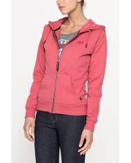 FELPA BASICA CON ZIP E CAPPUCCIO IN TESSUTO FELPATO