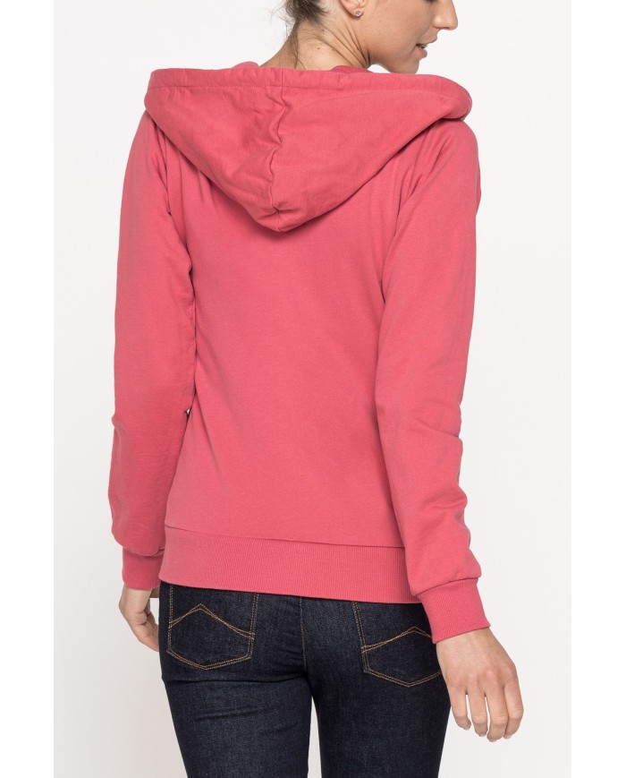 FELPA BASICA CON ZIP E CAPPUCCIO IN TESSUTO FELPATO