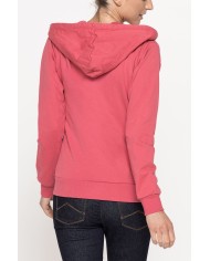 FELPA BASICA CON ZIP E CAPPUCCIO IN TESSUTO FELPATO