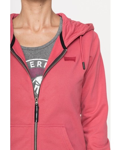 FELPA BASICA CON ZIP E CAPPUCCIO IN TESSUTO FELPATO