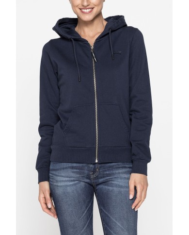 FELPA BASICA CON ZIP E CAPPUCCIO IN TESSUTO FELPATO