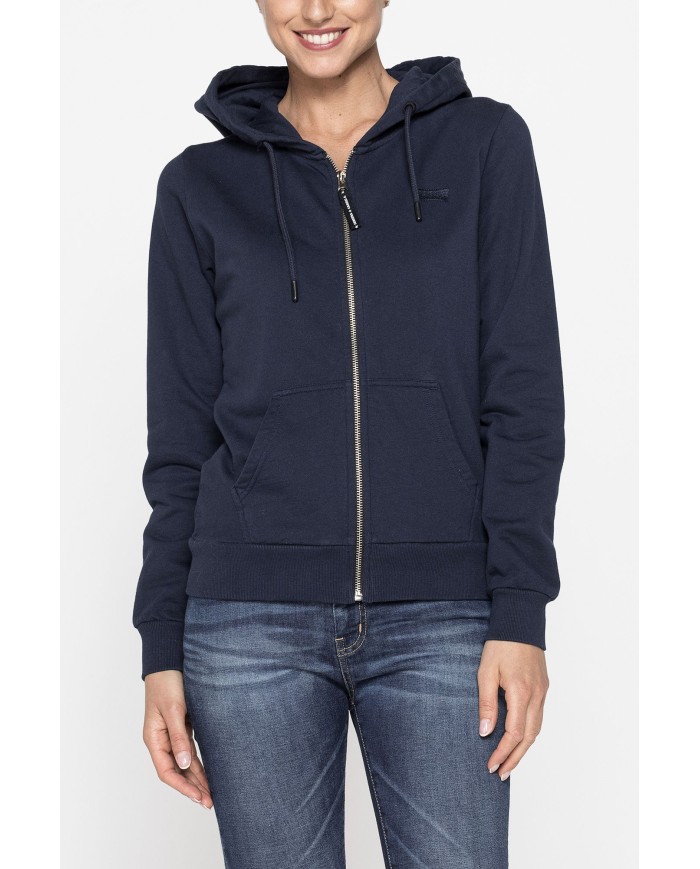 FELPA BASICA CON ZIP E CAPPUCCIO IN TESSUTO FELPATO