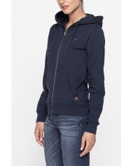 FELPA BASICA CON ZIP E CAPPUCCIO IN TESSUTO FELPATO