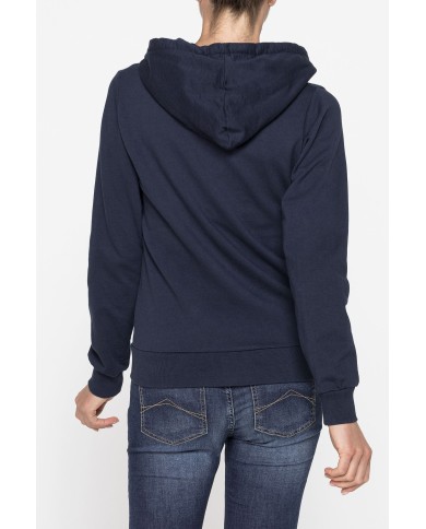 FELPA BASICA CON ZIP E CAPPUCCIO IN TESSUTO FELPATO