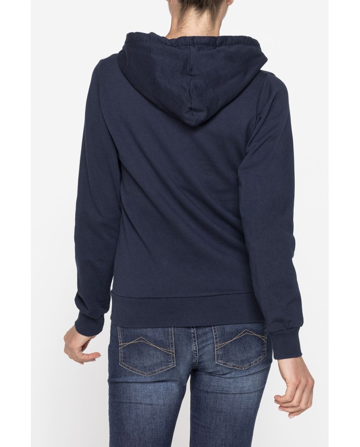 FELPA BASICA CON ZIP E CAPPUCCIO IN TESSUTO FELPATO