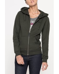 FELPA BASICA CON ZIP E CAPPUCCIO IN TESSUTO FELPATO